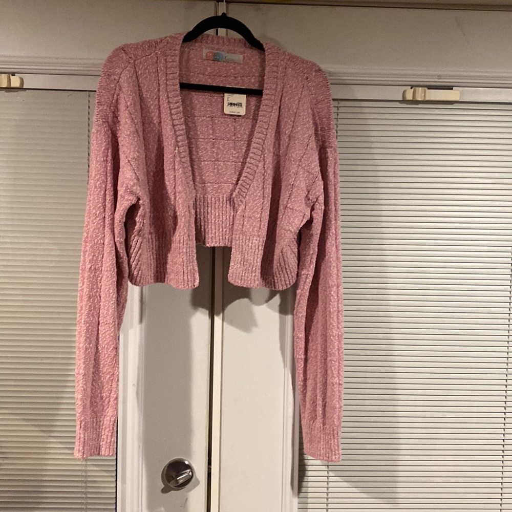 NWT Free People Beach Declan pink two piece knit Romper & Cardi. Size L - Picture 7 of 10